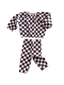 Berry Cheesecake Checkerboard / Organic Mode Top + Pant Set