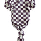 Berry Cheesecake Checkerboard / Organic Kimono Knot Gown