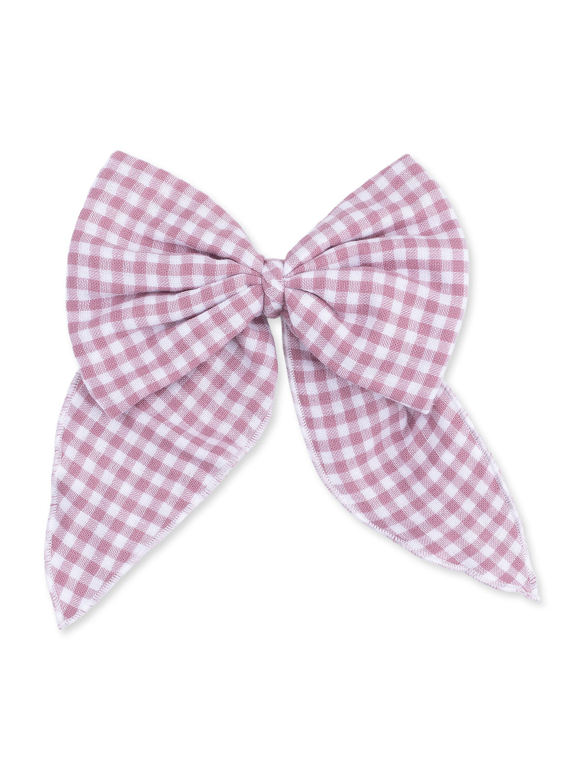 Large Bow Hair Clip, Berry Gingham
