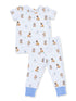 Short Sleeve Loungewear Set, Bestie Dogs Blue