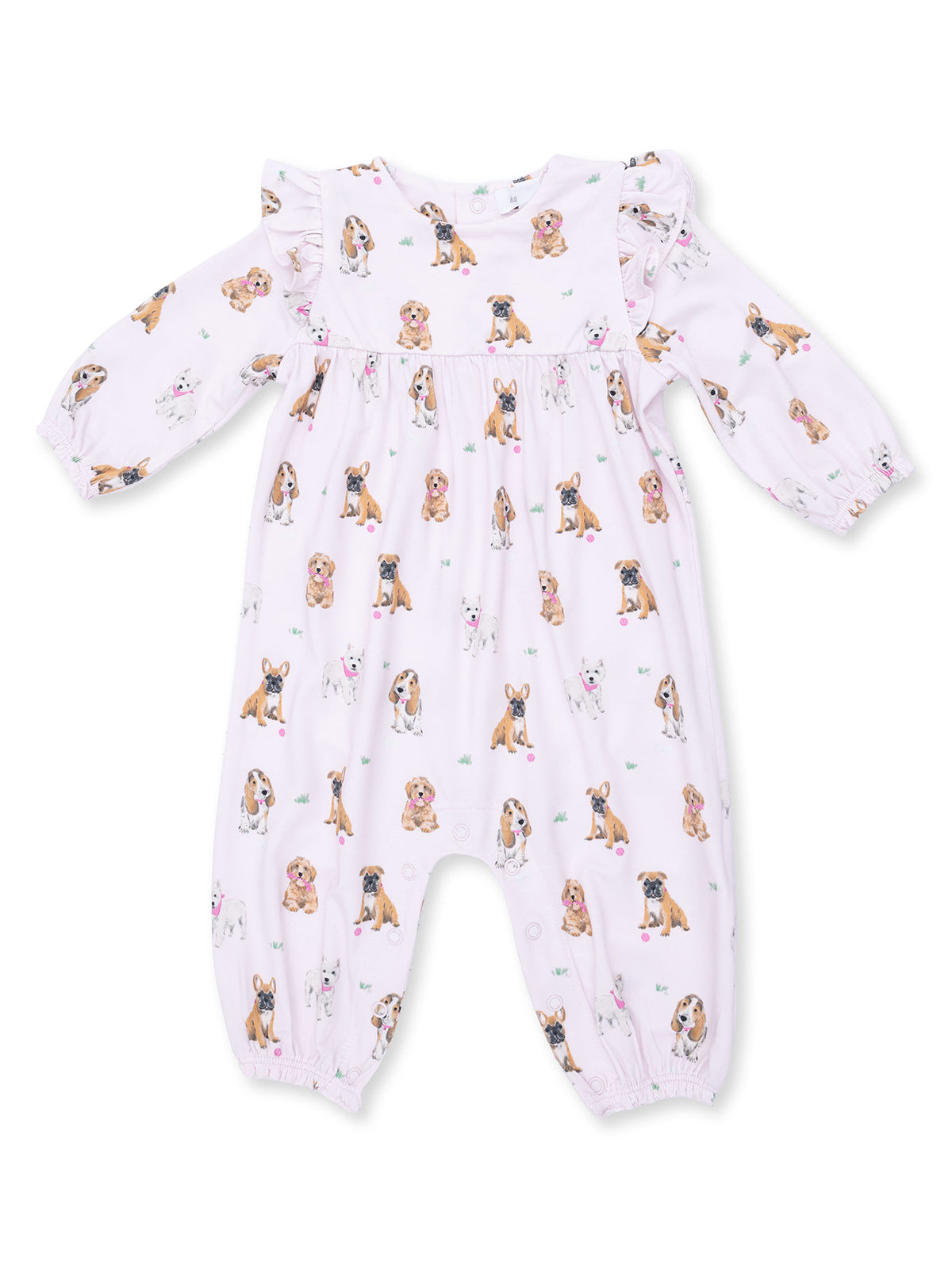 Ruffle Sleeve Romper, Bestie Dogs Pink