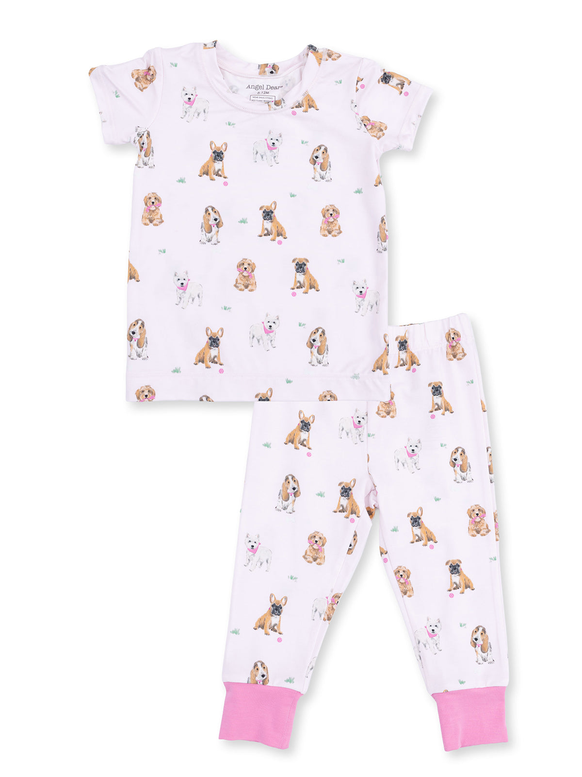 Short Sleeve Loungewear Set, Bestie Dogs Pink