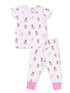 Short Sleeve Loungewear Set, Bestie Dogs Pink