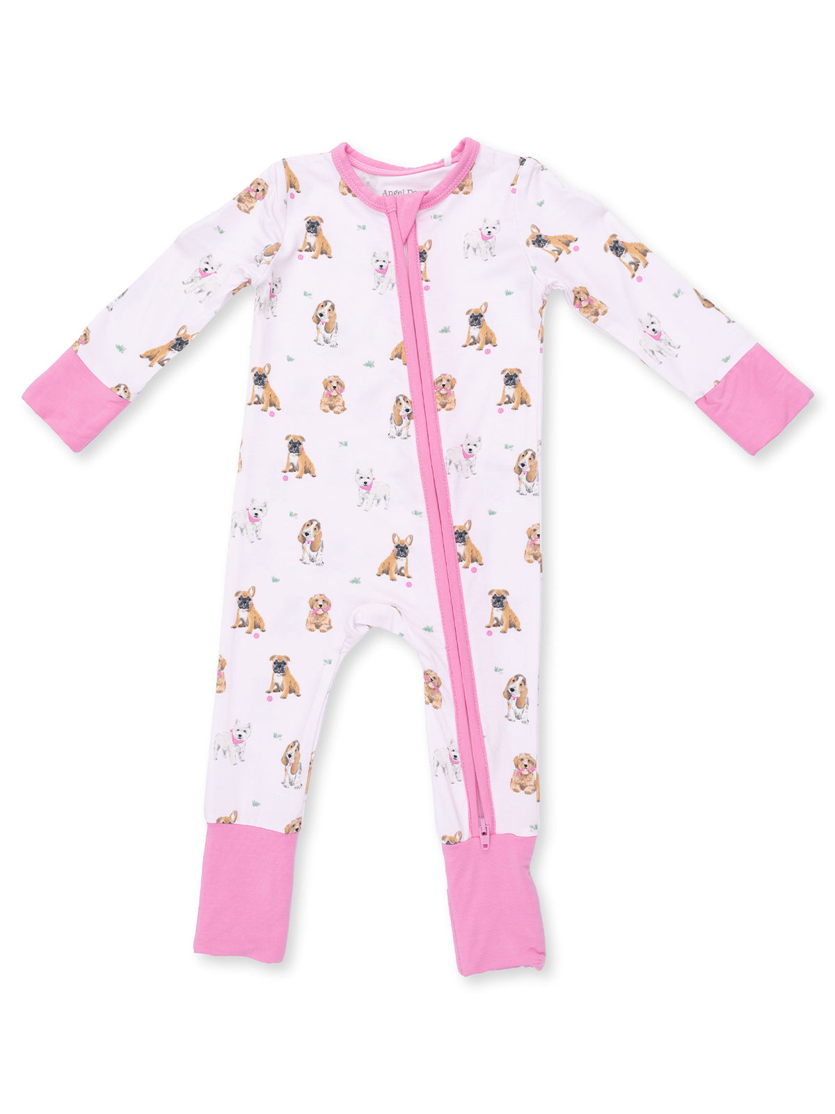 2-Way Zip Romper, Bestie Dogs Pink