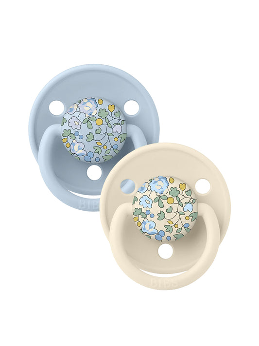 BIBS x LIBERTY De Lux Silicone Round Pacifier 2 Pack, Eloise Baby Blue Mix