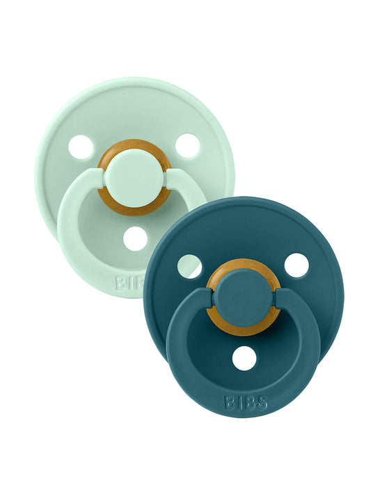 Colour Round Natural Rubber Latex Pacifier 2 Pack, Mint/Forest Lake