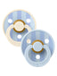 Studio Round Natural Rubber Latex Pacifier 2 Pack, Block Baby Blue Mix