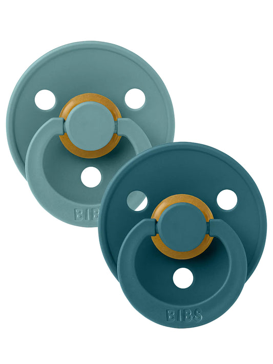 Colour Round Natural Rubber Latex Pacifier 2 Pack, Island Sea/Forest Lake