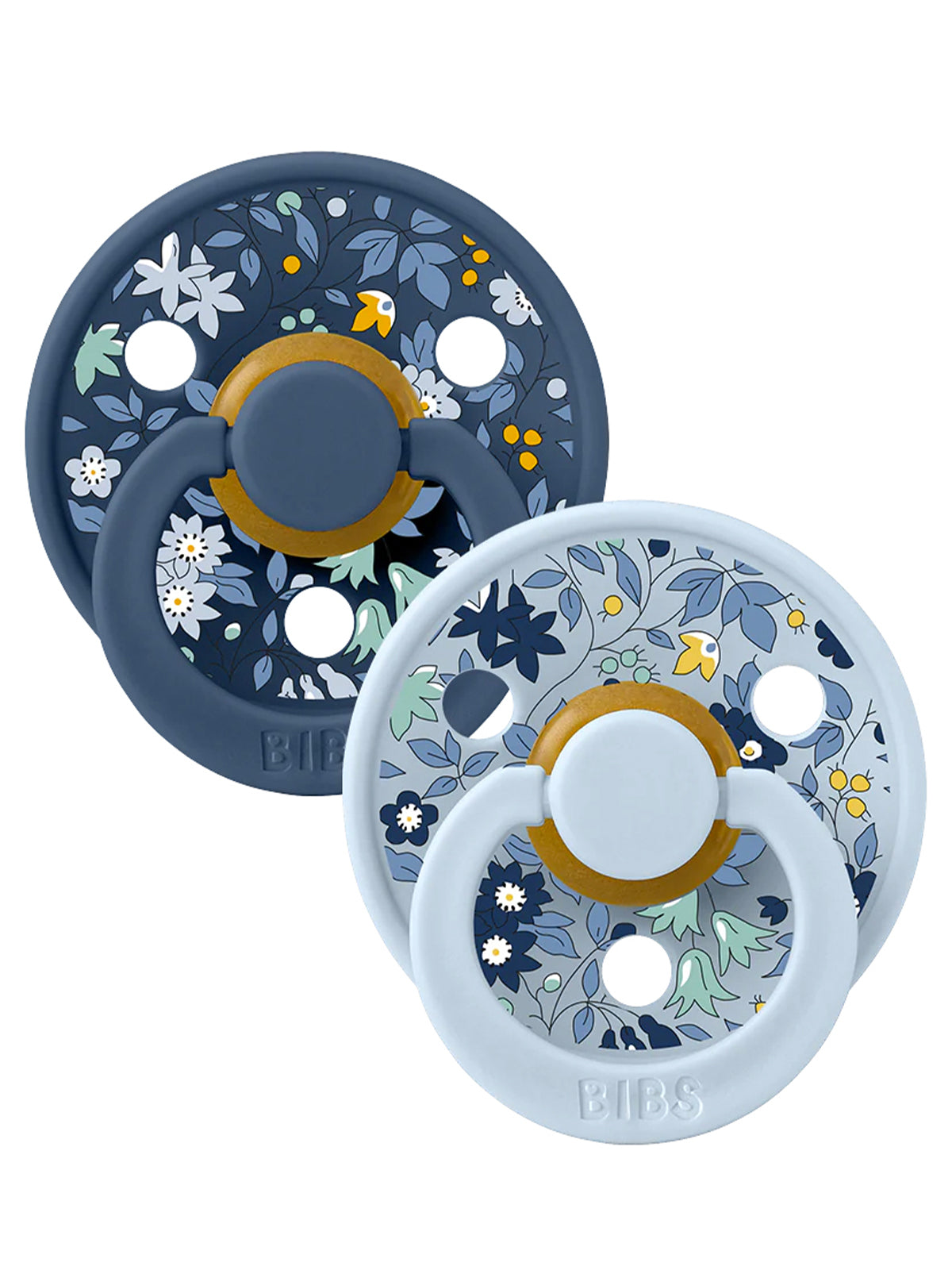 BIBS x LIBERTY Colour Round Natural Rubber Latex Pacifier 2 Pack, Chamomile Lawn Baby Blue Mix
