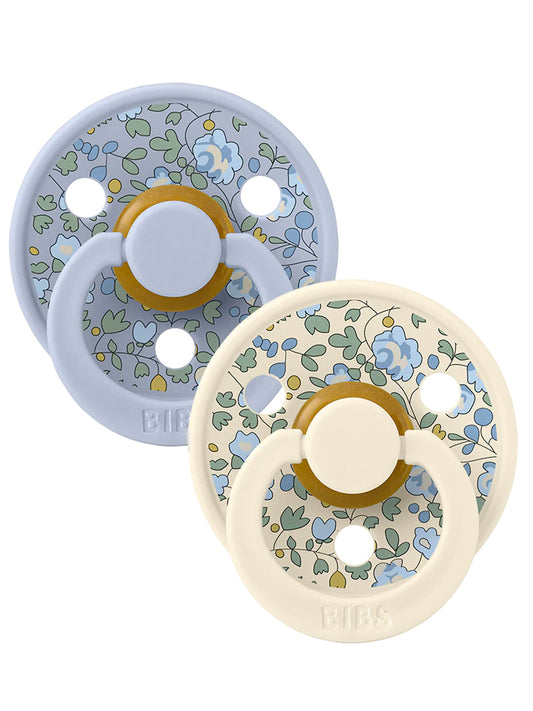 BIBS x LIBERTY Colour Round Natural Rubber Latex Pacifier 2 Pack, Eloise Dusty Blue Mix