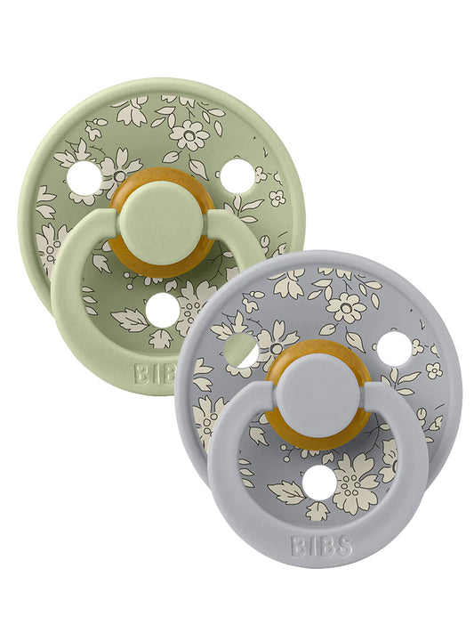 BIBS x LIBERTY Colour Round Natural Rubber Latex Pacifier 2 Pack, Capel Sage Mix