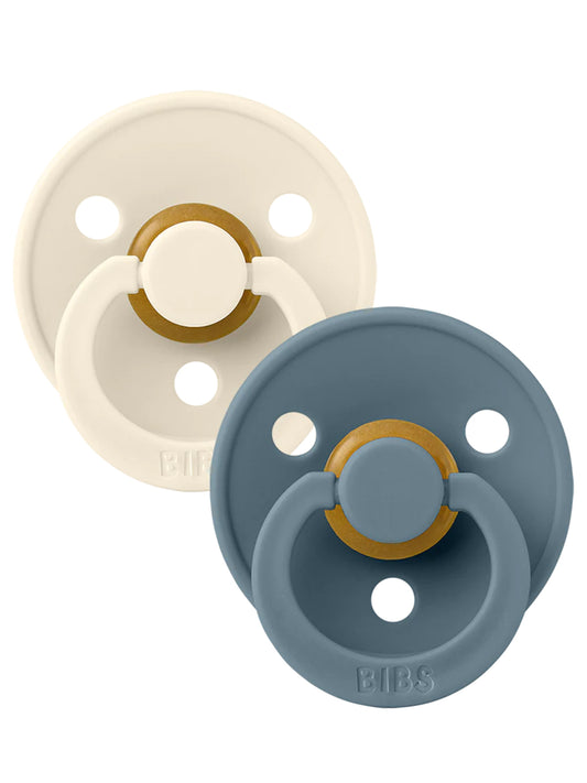 Colour Round Natural Rubber Latex Pacifier 2 Pack, Ivory/Petrol