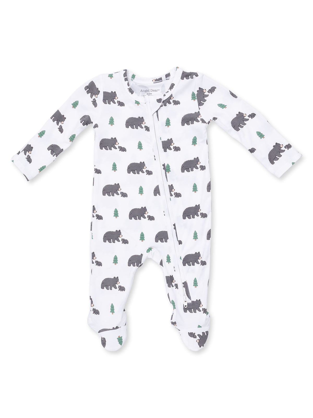 2-Way Zip Footie, Black Bears