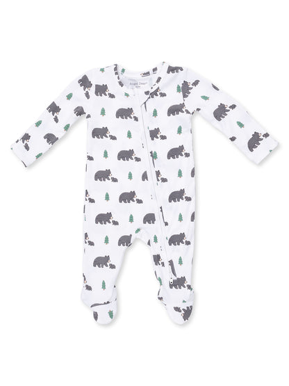 2-Way Zip Footie, Black Bears
