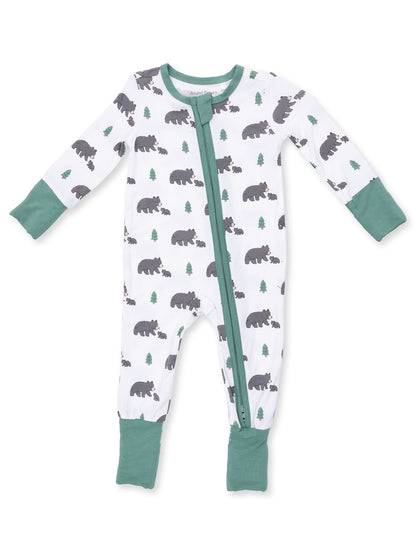 2-Way Zip Romper, Black Bears