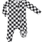 2-Way Zip Footie, Black Checkerboard