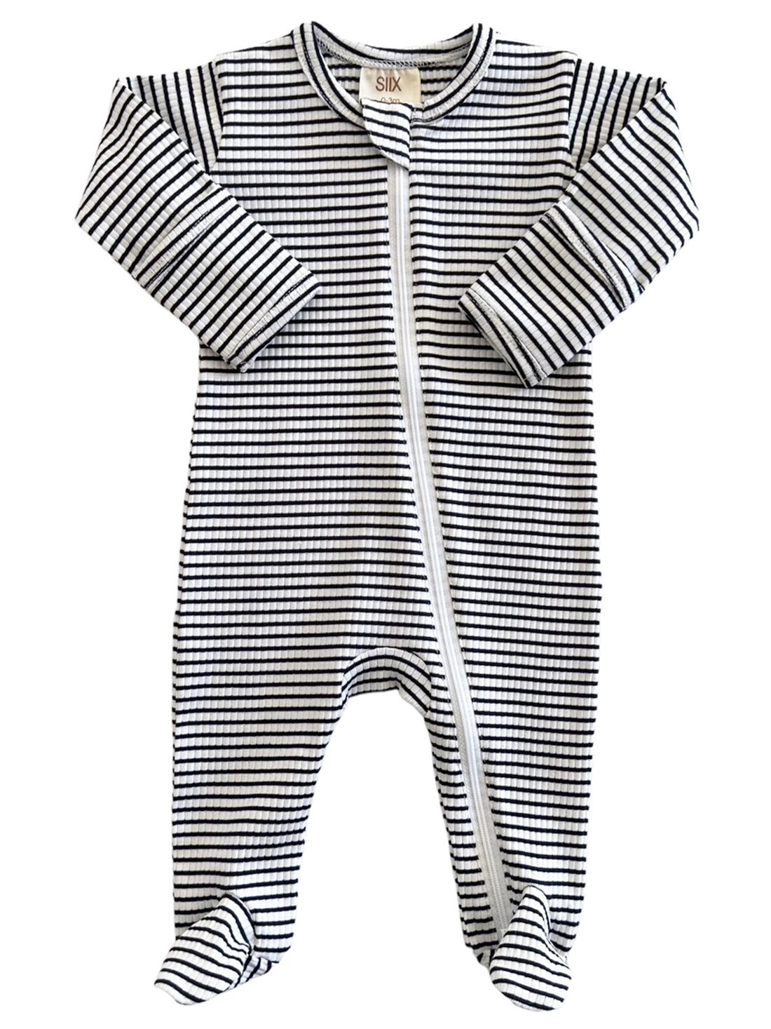 Black Stripe / Organic Ribbed Zip Footie – SpearmintLOVE