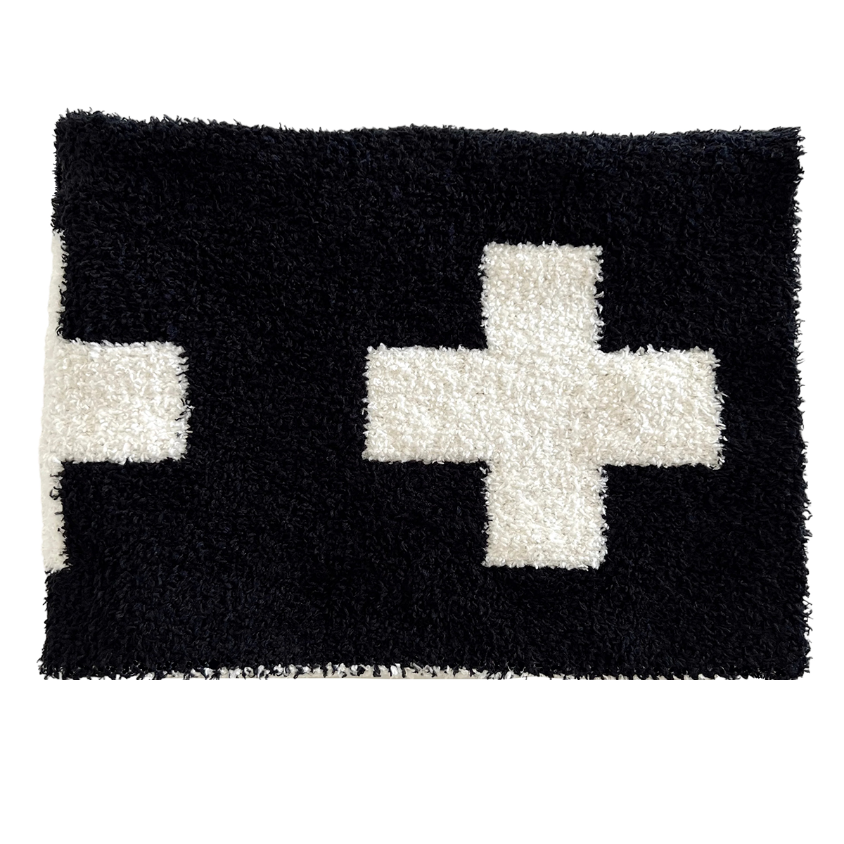 Phufy™ Bliss Mini Blanket, Black/White Cross