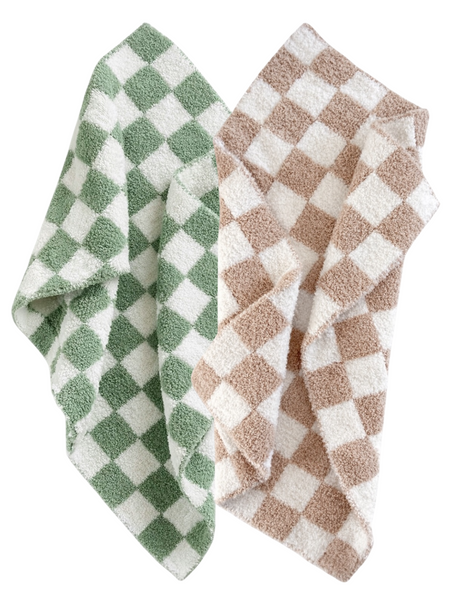 2-Pack Phufy® Bliss Mini Blanket, Sage/Cocoa Checkerboard