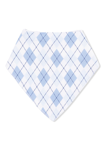 Light blue and white checkered bandana with a diamond pattern, angled view against a white background.