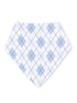 Light blue and white checkered bandana with a diamond pattern, angled view against a white background.
