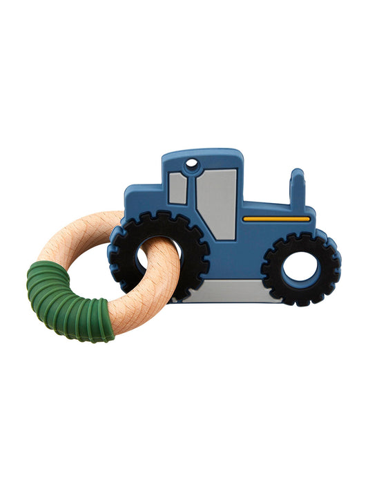 Silicone Teether, Blue Tractor