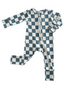 Blueberry Muffin Checkerboard / Organic 2-Way Zip Romper