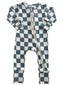 Blueberry Muffin Checkerboard / Organic 2-Way Zip Romper