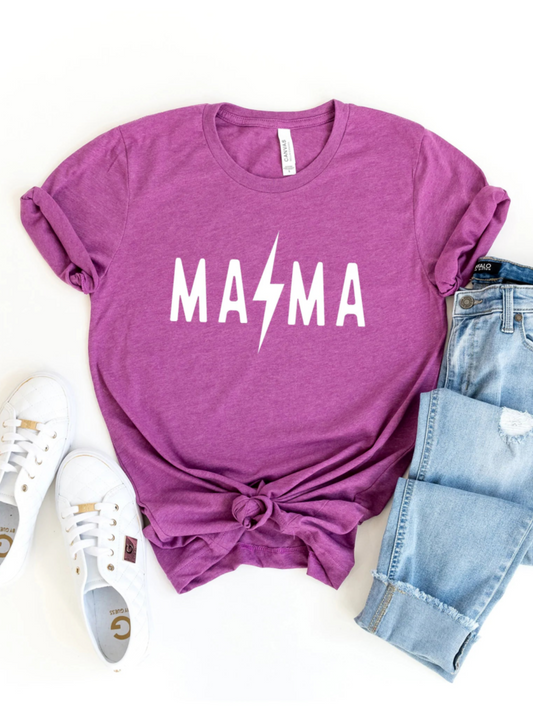 Bold Mama Lightning Bolt Women's Graphic Tee, Magenta
