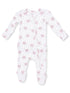 Ribbed 2-Way Ruffle Zip Footie, Bows and Hearts