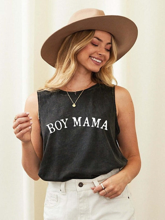 Boy Mama Mineral Graphic Tank Top, Mineral Black