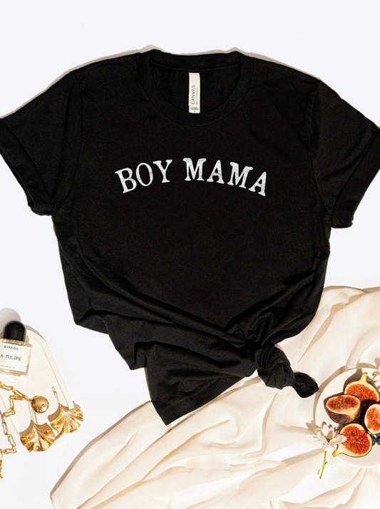 Boy Mama Women's Graphic Tee, Black