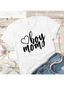 Boy Mom Heart Outline Graphic Tee, White