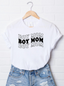 Boy Mom Wavy Stacked Women's Graphic Tee, White