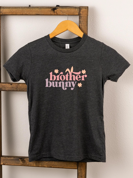 Brother Bunny Stacked Short Sleeve Tee, Charcoal