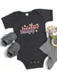 Brother Bunny Short Sleeve Bodysuit, Charcoal