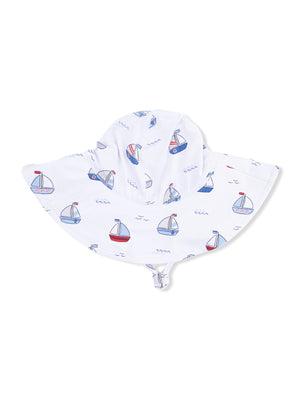 Wide Brim Sunhat, Bubbly Sailboats Blue
