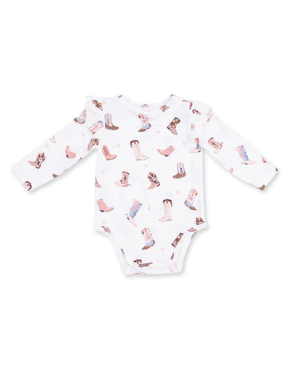 Ruffle Sleeve Bodysuit, Buckarette Boots