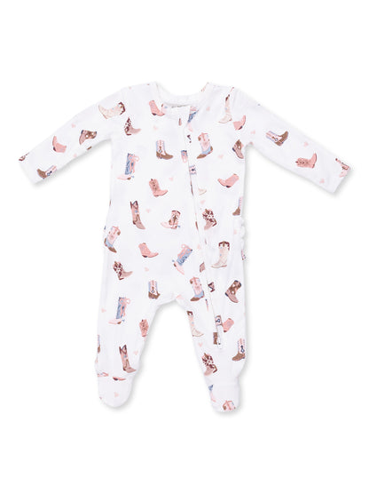 2-Way Zip Ruffle Footie, Buckarette Boots
