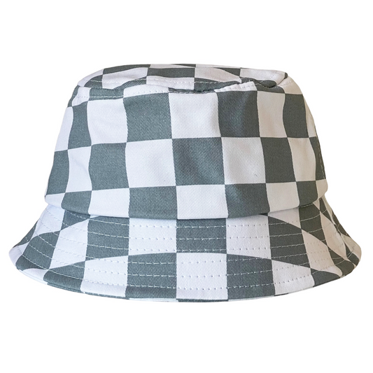 Kids Bucket Hat, Stone Blue Checkerboard