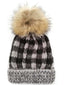 Buffalo Check Fur Pom Hat, Grey