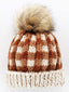 Buffalo Check Fur Pom Hat, Sienna