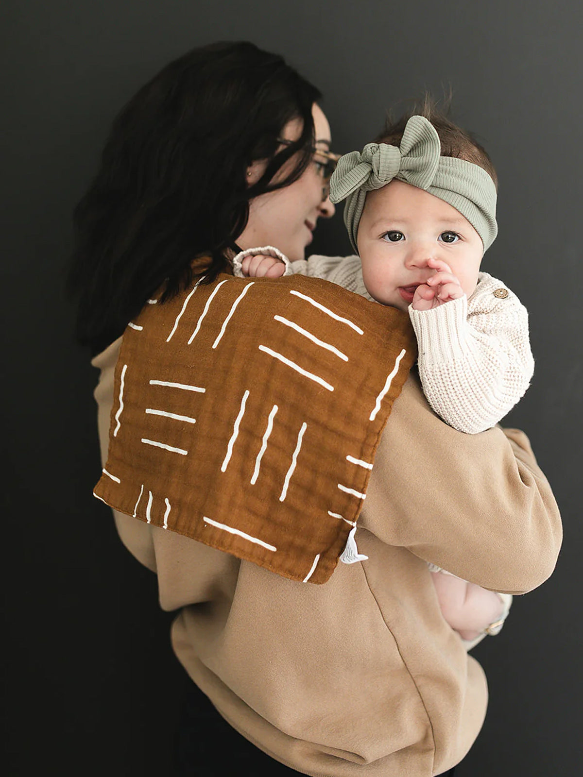 Muslin Burp Cloth, Cinnamon Mudcloth SpearmintLOVE