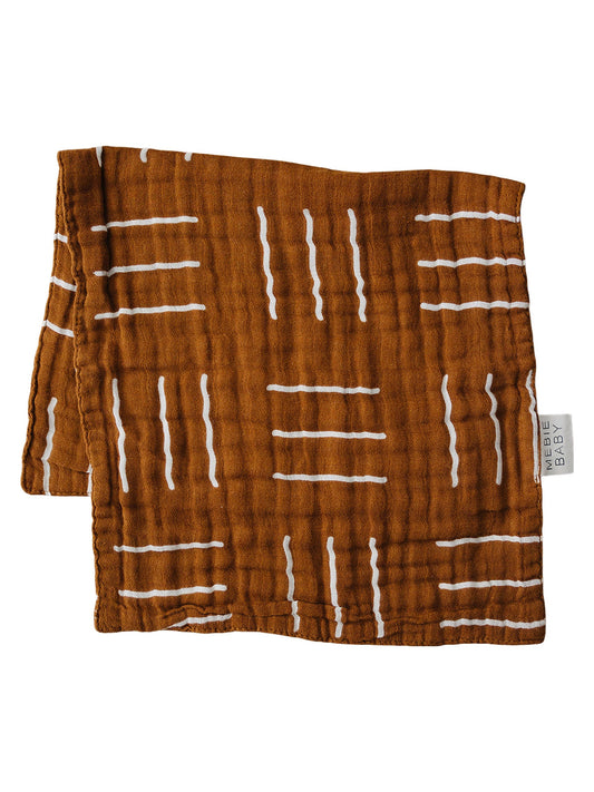 Muslin Burp Cloth, Cinnamon Mudcloth