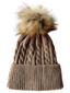 Cable Knit Fur Pom Hat, Walnut