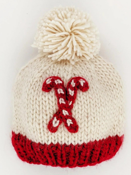 Candy Cane Knit Pom Hat