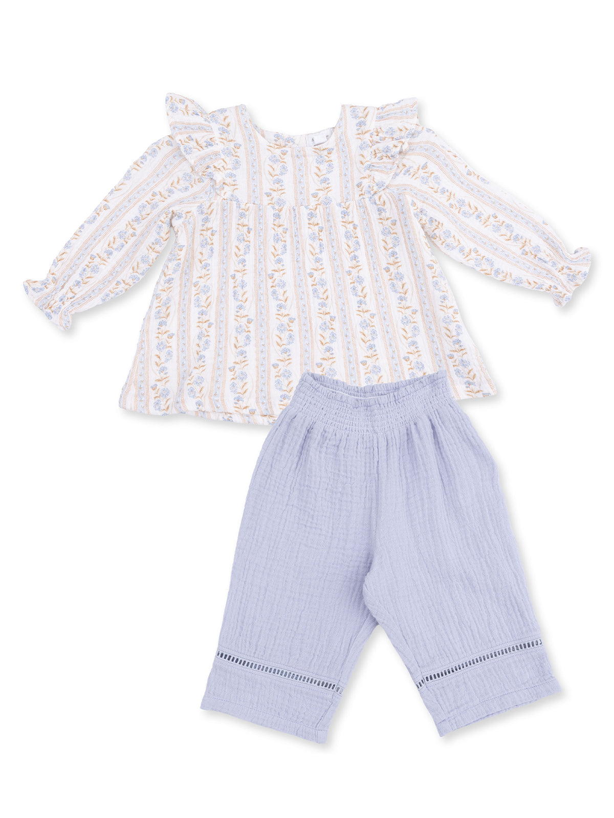 Long Sleeve Ruffle Tunic & Smocked Waist Pant, Catarina Floral