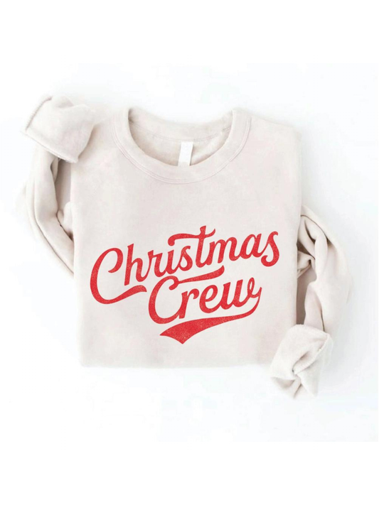 Christmas Crew Women's Graphic Fleece Sweatshirt, Heather Dust Red