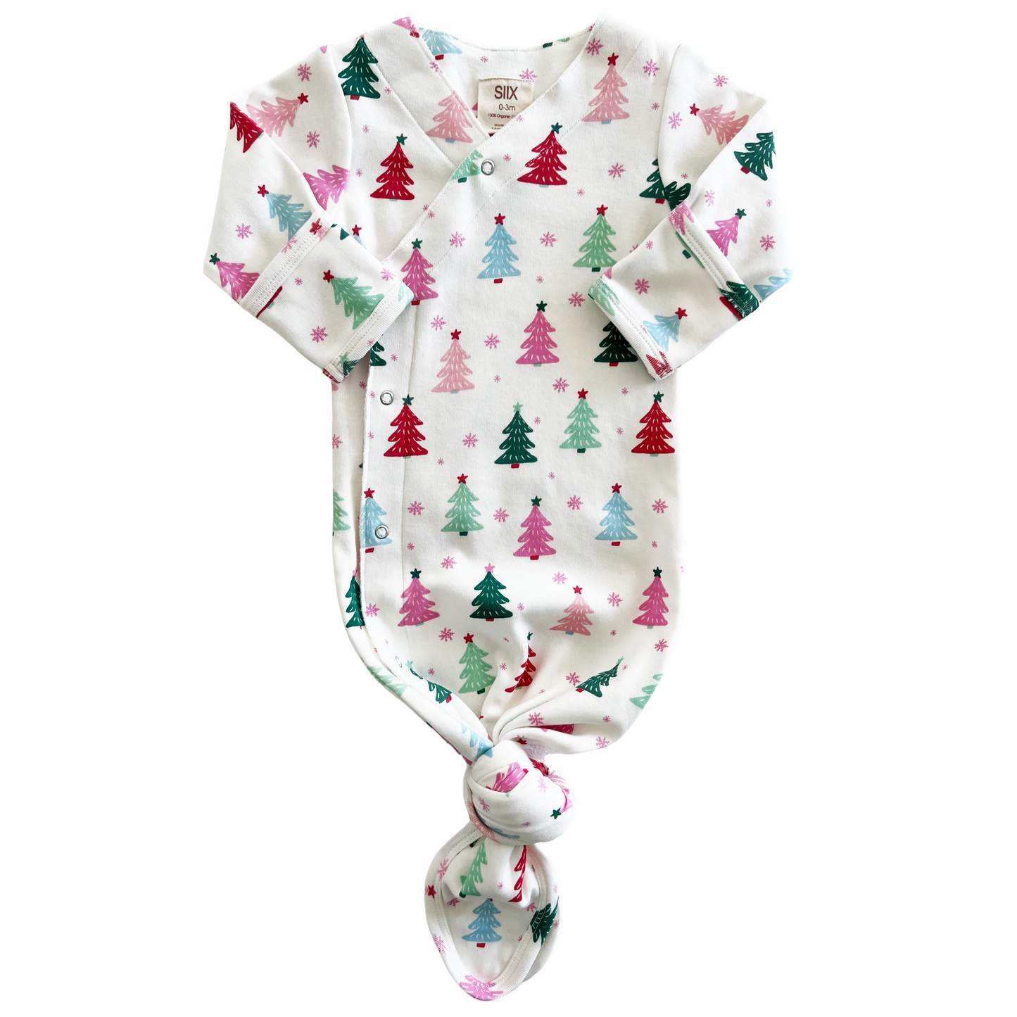 Christmas Trees Pink / Organic Kimono Knot Gown
