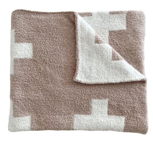 PhufyBliss™ Blanket, Cocoa/White Cross